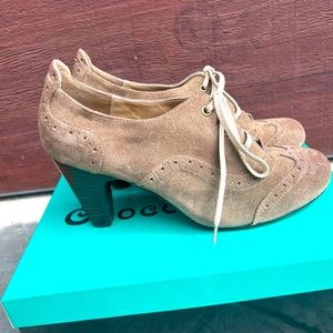 Chocolate Blu suede lace up pumps